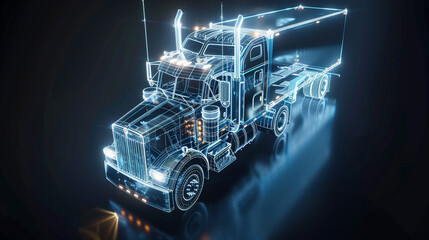 Wall Mural - Truck in wireframe 3d