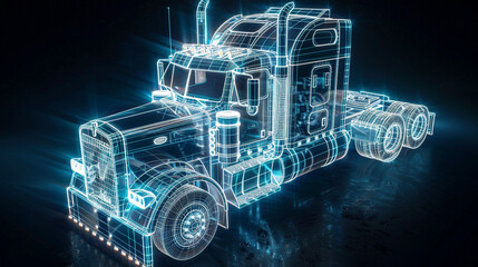 Wall Mural - Truck in wireframe 3d