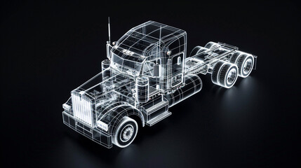 Wall Mural - Truck in wireframe 3d