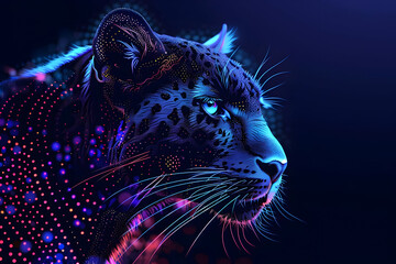 Canvas Print - Neon Leopard Illustration