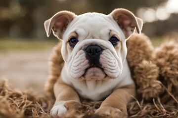 white puppy bulldog isolated petanimalattentivebeigecaninocarnivoreprofilestudio pet animal attentive beige canino carnivore profile