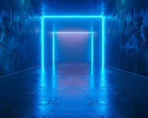 Poster - Neon Blue Sparkling Background for Displaying Product Concepts and Copy Space
