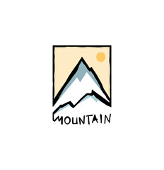 Wall Mural - Hand draw Mountain Logo. Adventure Logo Vector for Business, Brand Identity, Personal Logo