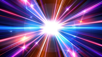 Wall Mural - Explosive Color Burst - Vibrant Abstract Light Rays Background