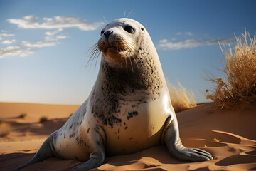 Canvas Print - Seal in Desert - 3D Render