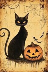 Wall Mural - Retro Halloween Card