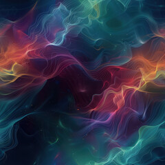 Wall Mural - Abstract Colorful Waves on Dark Background - Vibrant Digital Art