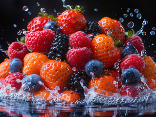 fruit splashing with water and ice on elegant black background Water Splashing on Fresh lychee or litchi with over pink background