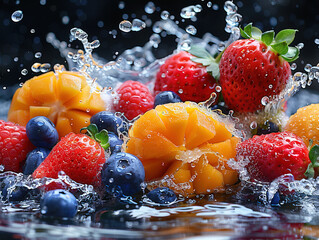 fruit splashing with water and ice on elegant black background Water Splashing on Fresh lychee or litchi with over pink background