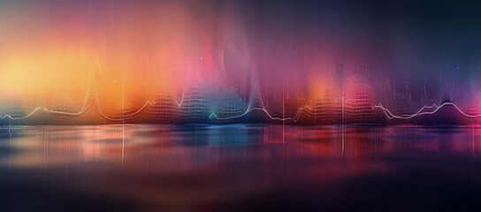 Wall Mural - Vibrant Sound Waves With Colorful Spectrum in Dark Background