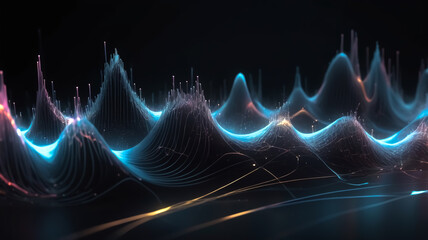 Wall Mural - The Beauty of Algorithmic Art, abstract, waves, digital, art, light, glow, curves, technology background, wallpaper, digital, background