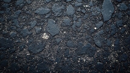 Aufkleber - A rugged dark asphalt surface featuring small pebbles and rocks, commonly found on streets or parking lots in urban environments