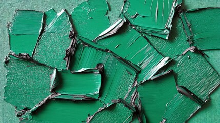 Poster - Thick green paint is applied in textured layers across a canvas, showcasing the artistic process in progress