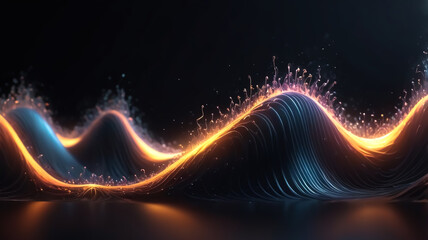 Wall Mural - The Beauty of Algorithmic Art, abstract, waves, digital, art, light, glow, curves, technology background, wallpaper, digital, background