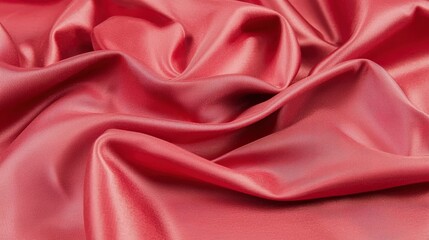 Aufkleber - The rich red satin fabric flows gracefully, showcasing its smooth texture and vibrant color in an elegant display across a flat surface