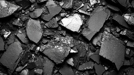 Aufkleber - Various fragments of black shale create a textured surface, showcasing the geological features of the rock in natural light