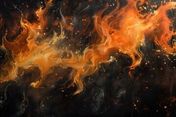 Poster - Flames glow brightly amidst shadowy background