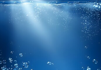 Wall Mural - Blue Water Surface with Bubbles and Light