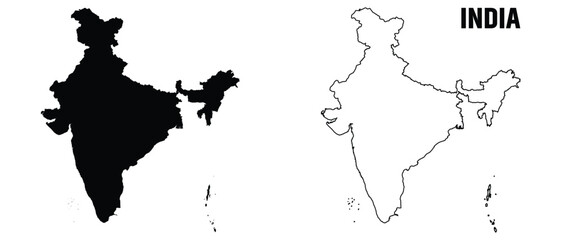 Wall Mural - India map .India national map vector image black color on white background.