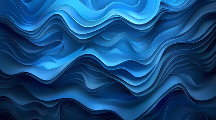 Wall Mural - Abstract blue waves create a mesmerizing and dynamic design, with layers of color blending together to form a visually captivating pattern.