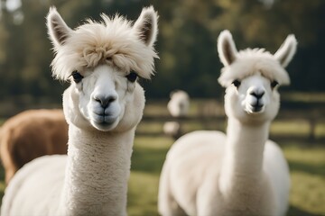 Poster - white alpaca portrait animal llama fur mammal closeup nature wool hair domestic looking head face pet outdoors wildlife fleece farm agriculture1 fluffy rural softness eye mouth curly horizontal neck