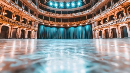 Aufkleber - The spacious theater features opulent architecture and glowing lights, creating an inviting ambiance before a show begins
