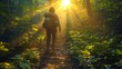 © Maiiecon9 - Individual Hiking Through A Forest Trail At Sunrise