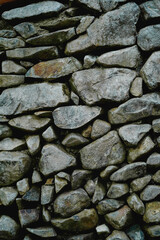 Many different size of grey stone wall for abstract background and texture for interior or exterior design. Beautiful patterns, space for work, banner, wallpaper close up. Vertical.