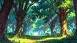 © Lzanne Studio - magical forest grove secluded grove with concentrated flat anime