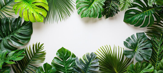 Canvas Print - Tropical Vibes Plant Bush Floral Arrangement with Tropical Leaves Isolated on White Background, Lush Greenery, Exotic Plant Design, Vibrant Tropical Leaves, Fresh Botanical Arrangement