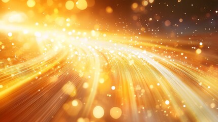 Poster - abstract background with bokeh patterns and light trails in vibrant sunshine yellow and peach fuzz