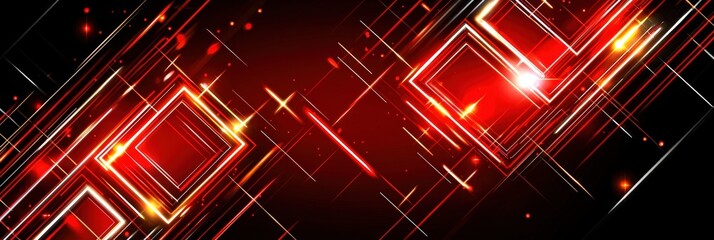 Poster - A vibrant abstract design featuring geometric shapes and dynamic lines in red and black, conveying a sense of energy and movement