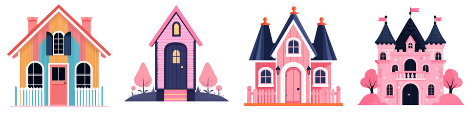 Poster - Adorable Cartoon Houses and Castle for Your Next Project