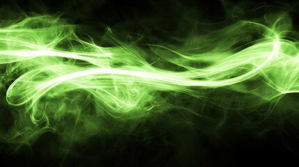 Leinwandbilder - Green smoke elegantly dances and intertwines against a dark backdrop, forming mesmerizing abstract patterns that evoke a sense of mystery