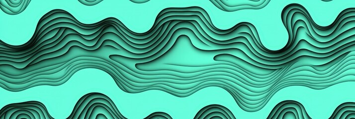 Leinwandbilder - Curved lines ripple across a soft green surface, creating an abstract pattern that conveys depth and movement
