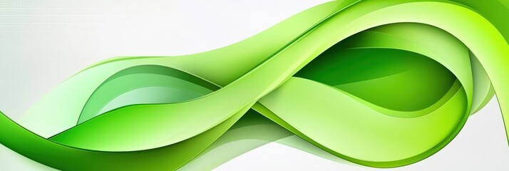 Leinwandbilder - Flowing abstract green waves create a fresh and modern design against a clean white background, showcasing vibrant colors and smooth curves