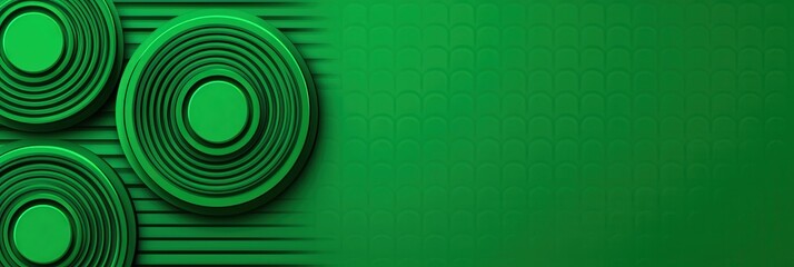 Poster - A vibrant green backdrop showcases circular patterns and textured lines, creating an artistic and modern aesthetic suitable for various design projects
