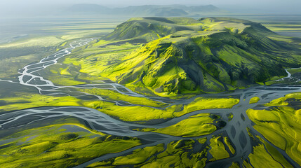 Poster - Aerial View of a River in Iceland Photo