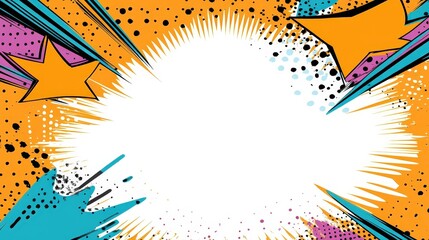 Aufkleber - A bright and dynamic comic-style backdrop with colorful stars and bursts, ideal for artistic projects and graphic design