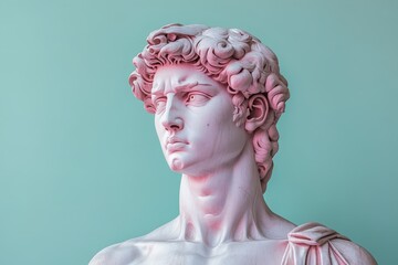 Aufkleber - A detailed marble sculpture of David showcases artistry and craftsmanship against a serene light blue backdrop