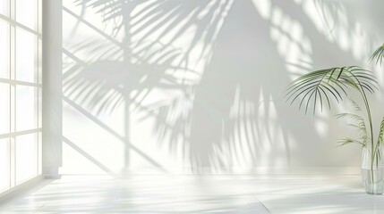 Aufkleber - Abstract White Studio Background Ideal for Product Presentation, Featuring Shadows from Windows to Create Depth and Focus on Displayed Items in a Blurred Backdrop