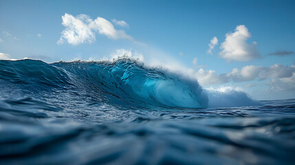 Sticker - Ocean Wave Photo: Turquoise Blue Wave Crashing in Ocean