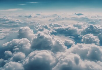 Wall Mural - sky high airplane blue shapes view clouds cloud aerial plane heaven aircraft horizon light air cloud