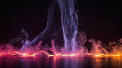 Abstract Coloured Vapour Smoke With Light on Dark Background