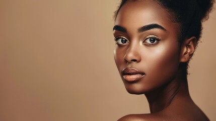 Wall Mural - beautiful black woman with flawless skin, posing gracefully