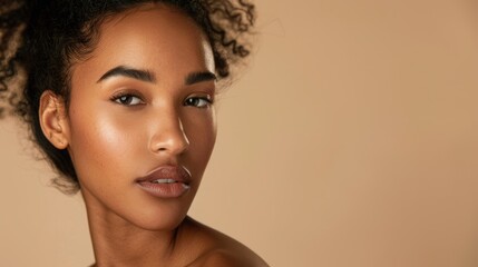 Wall Mural - portrait of a woman with smooth, beautiful skin, exuding confidence and charm