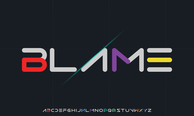 Wall Mural - 
Blame vector modern stylish bold capital alphabet letter logo brand