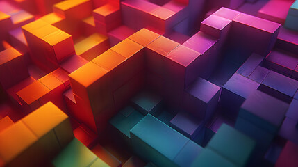 Canvas Print - Abstract 3D Cube Pattern with Vivid Colors