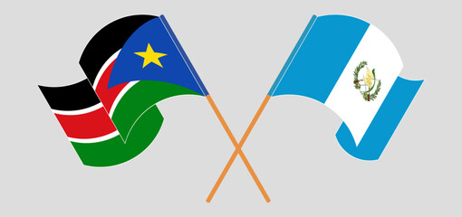 Wall Mural - Crossed and waving flags of South Sudan and Republic of Guatemala