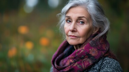 Wall Mural - portrait of a stunning old lady in outdoor background Perspectives